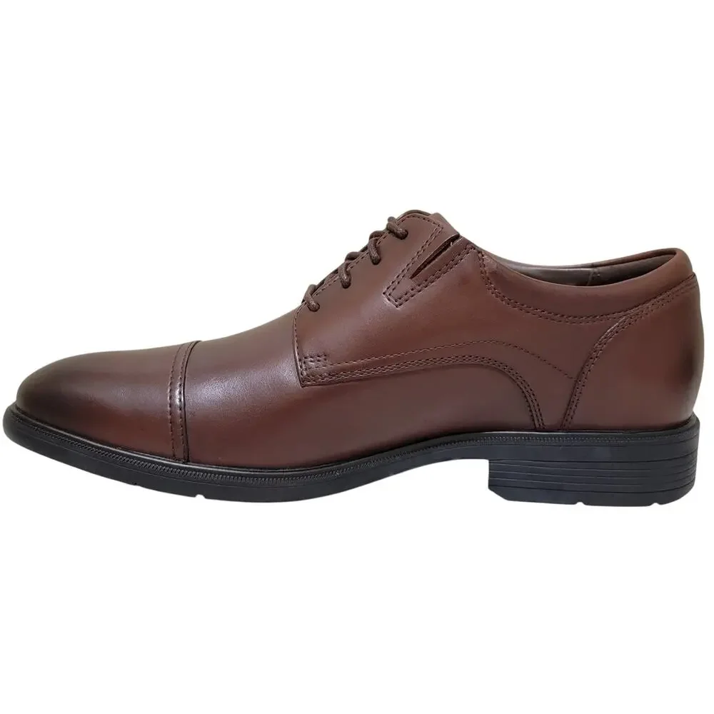Clarks Men Steadwell Cap Toe Derby Oxfords Size US 8M Mahogany Brown Leather